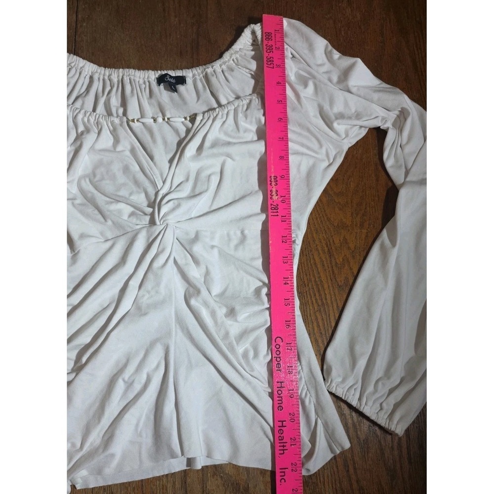 Vintage y2k White fairy coquette grunge whimsy goth babydoll ruched top L Sele - Picture 7 of 9